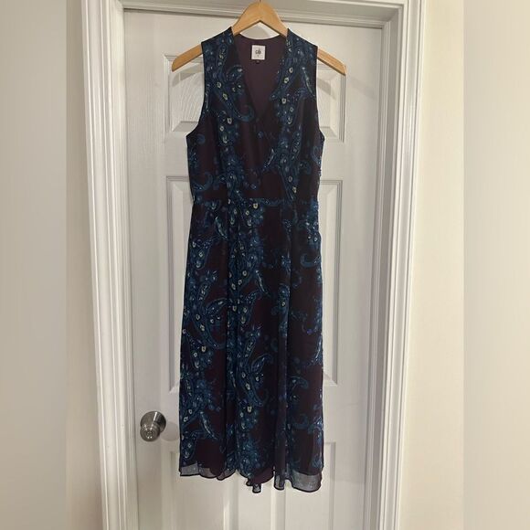Cabi Treasure Paisley Crossover Style V-neck Midi Dress Style 3461 Size 6 - Picture 3 of 6